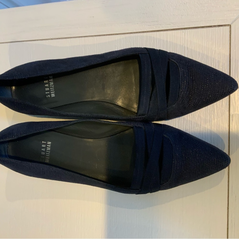 Stuart Weitzman Navy Pointed Toe Flats